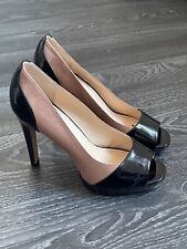 Graceland High Heel Peeptoe Pumps, schwarz braun, Gr. 39, Absatz 12 cm, getragen