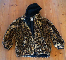 Jacke Kunstfell Leopard reserved neuwertig 134 Kapuze abnehmbar