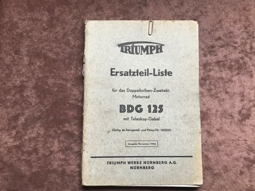 Ersatzteilliste triumph bdg - ersatzteilliste,