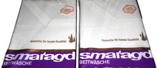 2 x OMAS BETT-TUCH mit SPITZE + STICKEREI LAKEN EDELGEWEBE BETT-WÄSCHE ALT/NEU
