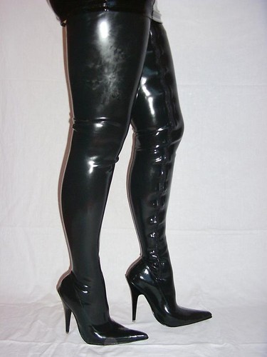 Latex gummi overknee stiefel - latex,