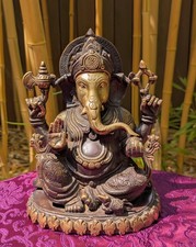 Ein MASTERPIECE! Alte Ganesha Statue feuervergoldetes Gesicht & Rüssel Bronze