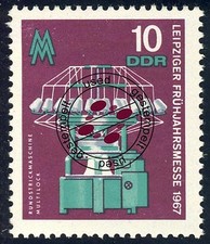 1254 Leipz. Frühjahrsmesse Rundstrickmaschine 10 Pf O gestempelt