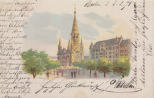 Litho-AK BERLIN Kaiser-Wilhelm-Gedächtniskirche, Romanisches Haus 1898 !!