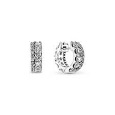 Pandora 290058C01 Ohrringe Creolen Damen Doppelband Pavé Zirkonia Sterlingsilber