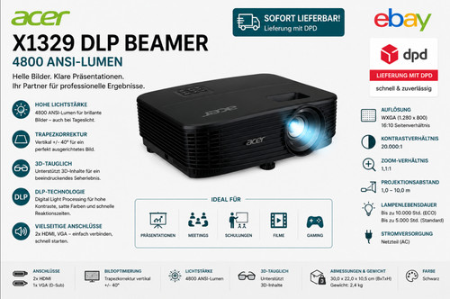 Acer x1329 dlp beamer - acer, 4800
