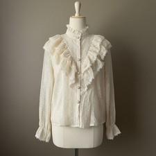 Rüschenbluse creme spitze