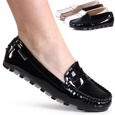 Damen Lack Halbschuhe Komfort