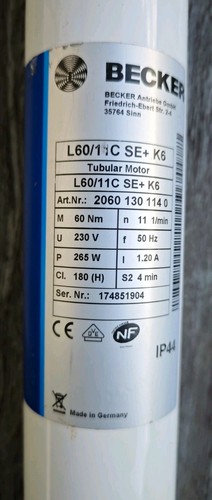 Becker rohrmotor l60 11c - l60/11c, se+