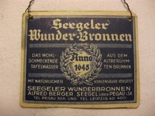 Werbeschild alt Blech Reklame Puppenstube Getränke Kaufmann Wasser Eisenbahn