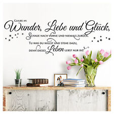 Wandtattoo Wandsticker Wandspruch Zitat Flur Glaube an Wunder Liebe Glück W5393