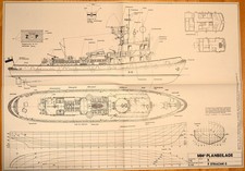 MW Bauplan: Polnisches Feuerlöschboot Strazak 3 / 4 Blätter A2 / 1:75 und 1:37
