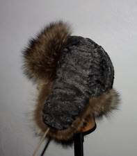 Waschbär Pelz Mütze Echt Fell Kappe Persianer Pelzmütze Raccoon Hat Fellmütze