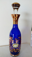 Große Glas Karaffe - BOHEMIA ANTIK - Gold und Emalie Auflage - Höhe 30 cm