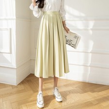 Damen Midi Faltenrock Hoch