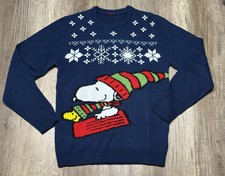 United Labels Snoopy Christmas Sweater Blau Weihnachtspullover Gr. S Peanuts