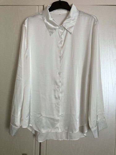 Satinbluse longbluse weiß - satinbluse,