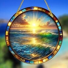 XL Sonnenfänger Sonnenuntergang am Meer 20 cm Lichtfänger Fensterbild