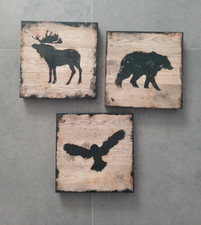 Ikea Bilder Björnamo 3er Set Wandbilder Tiere Rentier Bär Vogel Naturbilder !!