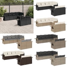 vidaXL 7-tlg. Outdoor Garten-Sofagarnitur mit Kissen Poly Rattan Mehrere Farben
