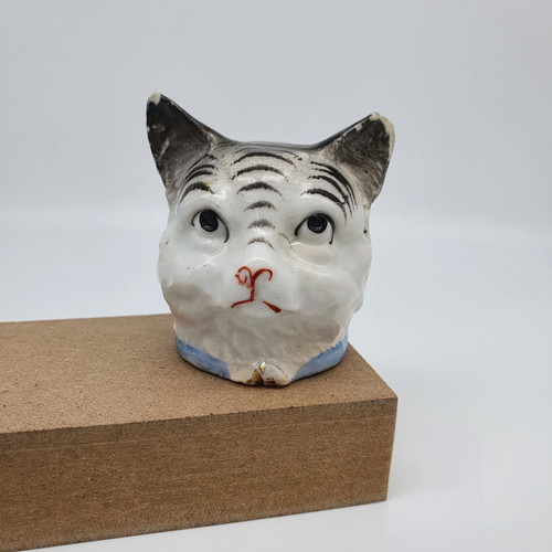 Antike katzenkopf spardose - katzenkopf-spardose, aus