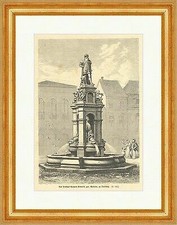 Das Denkmal Gerhard Kremers, gen. Merkator von Duisburg Holzstich E 1521 Gerahmt