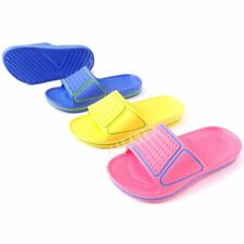 Kinder Badepantolette unifarben Gr. 30-35 Badelatschen Pantolette blau gelb rosa