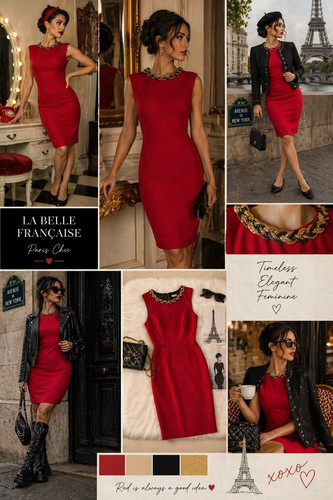 Rotes etuikleid paris - xs,