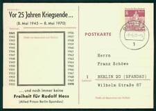 BERLIN PRIVAT-GA 1970 "FREIHEIT FÜR RUDOLF HESS" ZUDRUCK-GANZSACHE RARE!! m3821