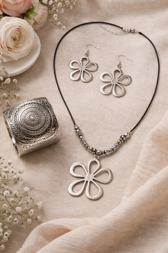 Halskette silber blume - halskette,