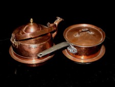 Antik sehr schöne kleine Kupferkessel und  Kasserolle Topf c. 1,5 L