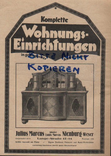 Werbung nienburg 1928 - werbung:, julius