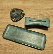 altes Messing Tischset Vintage Tintenlöschwiege Stifteschale Aschenbecher