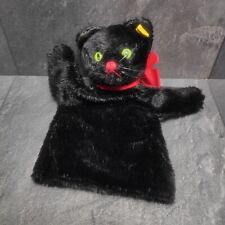 Vintage Steiff Handpuppe Katze 6670/17 Schwarze Katze Mit Knopf Und Fahne 