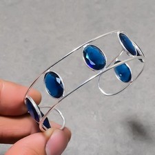 Facettierter Iolith ovale Form Edelstein Handarbeit Modeschmuck verstellbar A...