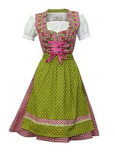 Dirndl Minidirndl Trachtenkleid Rosa-Grün kariert mit Bluse 3 tlg Gr. 34-46 