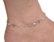 Edelstahl Fußkette Fußkettchen Kette Halskette Edelsteine Silber Gold Bunt