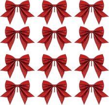 12 Stück Weihnachtsschleifen Rot, Weihnachten Dekoschleife Geschenkschleifen