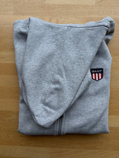 GANT Cardigan, Hellgrau / Grau, XL, 100% Baumwolle, Full-Zip mit Kapuze