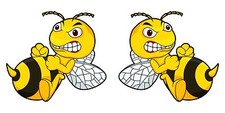2er Aufkleber Set Angry Bee Böse Biene Sticker, Fahrzeug Aufkleber, ca.15 x 13cm