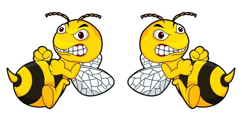 2er aufkleber set angry - angry, bee