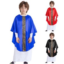 Unisex Kinder Outfits Show Kostüm Kap Kleid Kardinal Rücken Katholisch Papst