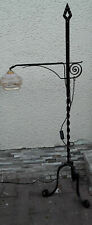 Stehlampe rustikal höhenverstellbar Schmiedeeisengestell Glasschirm 50r Rarität