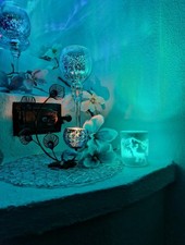 Deko Set bestehend aus Stielglas H40cm/Windlicht H12,5cm/Schmetterling H16cm