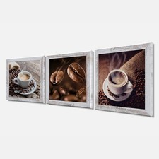 3er-Set gerahmte Bilder KAFFEE