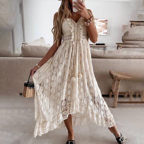 Damen boho spitze trägerkleid - damen,