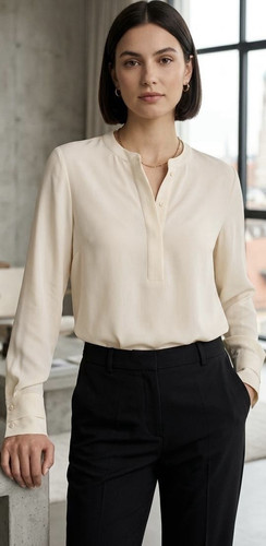 Bluse mit verstecker knopf - mit,