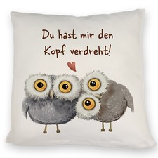 Eulen Kissen mit Spruch Du