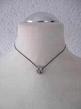 Halskette Gummi Metall 38 cm mit 7 cm Verlängerung Strass Beauty Honig Rot Blau