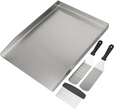 GriHero Grillplatte 40x30cm Edelstahl mit Spachtel für Weber & Gasgrills